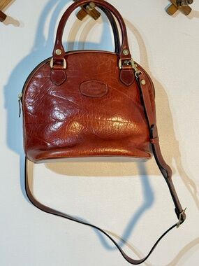 OROTON LEATHER AUSTRALIA BROWN ALMA SHAPED SHOULDER CROSSBODY HANDBAG TOTE VTG